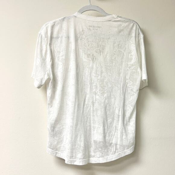 Zadig & Voltaire Wassy Burn Printed Short Sleeve V-neck Tee White Women's S - Picture 5 of 5